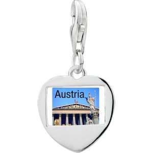 925 Sterling Silver Travel Parliament Building Of Austria Photo Heart 