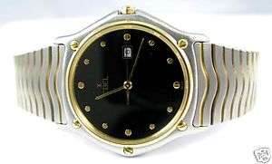 Mens Ebel Classic Wave 18K Gold Stainless Steel Watch  