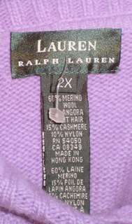 RALPH LAUREN Cashmere Angora Wool Tneck Sweater 2X  