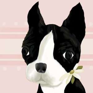  Bea the Boston Terrier in Powder Pink Canvas Reproduction 