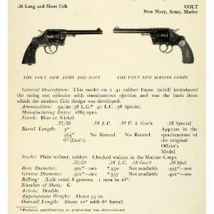 Print .38 Long Short .41 Caliber Frame Colt Army Navy Marine Revolver 