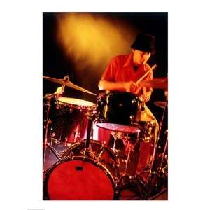  Male drummer playing drums Poster (18.00 x 24.00)
