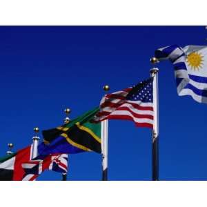 Flags of Many Countries Fly Over the United Nations Building, New York 