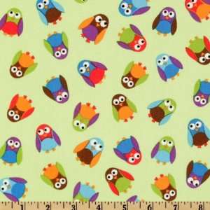  44 Wide What A Hoot Owls Allover Lime Fabric By The Yard 