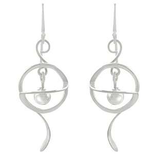  Sterling Silver Unique Ball in Spiral Earrings Jewelry