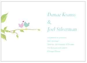 TWO BIRDS WEDDING ANNOUNCEMENTS WITH ENVELOPES  