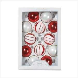  Red and White Christmas Ornaments Set of 12 New 