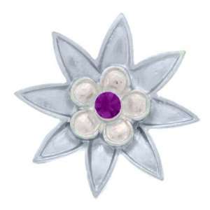  Slider Beads Lavender Star Flower w/ Amethyst Crystal (6 