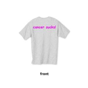  T shirt cancer sucks Gray w/Pink Lettering Large 