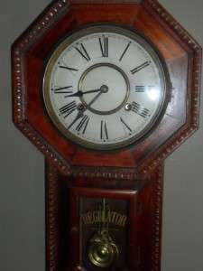 Antique Ansonia 8 Day Wall Regulator Clock Time & Strike Chime 