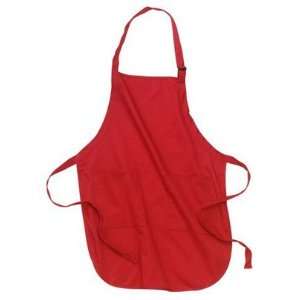  Upscale 100% Cotton Full Length Apron with Pockets   Red 
