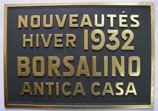 CARDBOARD SIGN BORSALINO ANTICA CASA 1932 ITALY EASEL  