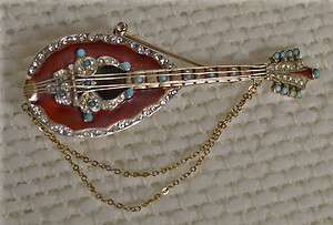 VINTAGE STERLING MANDOLIN BROOCH/PIN MAKER MANDLE  