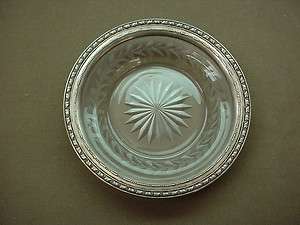 Antique Sterling Silver & Cut Glass Dish. 5 wide  