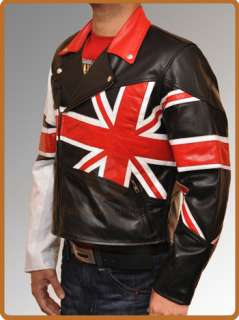   Vintage England Motorcycle Leather Jacket English/UK Flag Union Jack