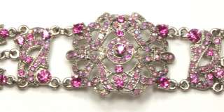 Swarovski Crystal Bracelet Pink & Silvertone NIB  