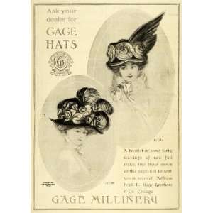 1908 Ad Gage Millinery Hat Petite Latona Style Fashion Feather Flower 