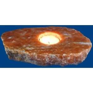 Orange Calcite Agate Quartz Thick Slab Candleholder Natural Healing 
