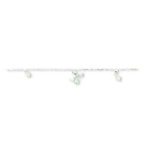    Sterling Silver White Pearl/Aurore Boreale Crystal Anklet Jewelry