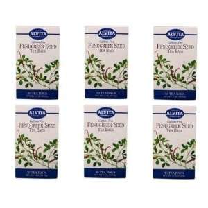 Pack of 6 Alvita Fenugreek Seed Tea Bags 30 Tea Bags/box (180 Tea Bags 