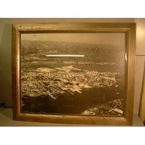 Vintage 1940s Aerial Picture Sunoco & Manhattan Skyline