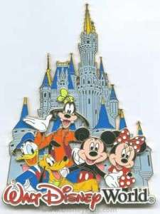 Disney Pin 3D Jumbo ~ Castle ~ Fab 5 Mickey Goofy Pluto  