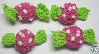Padded Crochet Candy Appliques x 15 Hot Pink Baby/Trim  