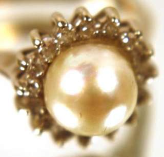 14 k white gold ring size 7 w/ diamonds & pearl 3.2 grams  