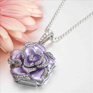 4GB Purple Crystal Flower Necklace USB Flash Drive F16  