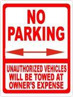 No Parking Unauthorized Vehicles Towed Sign Tow Away  