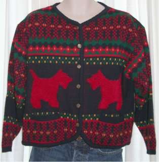 Ugly Christmas Sweater~ Puppy Dogs Terriers L )  