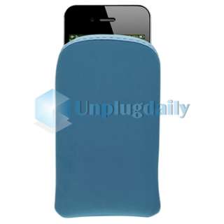   Silicone Case+Blue Sleeve Bag For Apple iPhone 4G 4th Gen iOS  