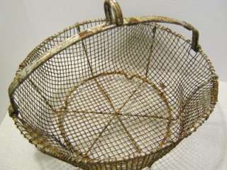 Vintage Wire Apple Picking Basket with Handle, Hook and Feet  