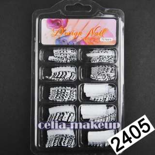 70pcs Designer Glitter French False Nail Tips Sticker Glue Acrylic UV 