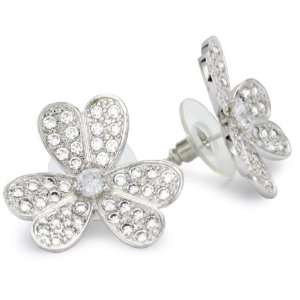  CZ by Kenneth Jay Lane Floral CZ Flower Bloom Earrings 