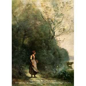  Peasant Woman Pasturing a Cow on the Edge of a Wood