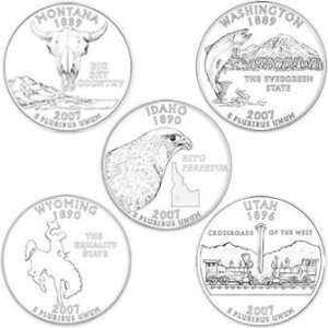  All 5 2007 S Proof Silver State Quarters 