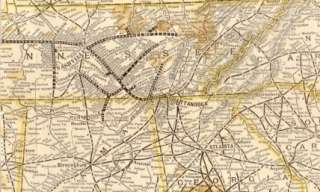 1889 railroad Map Nashville, Chattanooga, St. Louis  