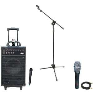 Pyle Speaker, Mic, Cable and Stand Package   PWMA860I 500W 
