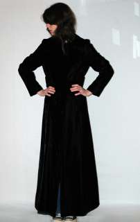 Vintage GOTHIC Princess LONG BLACK VELVET COAT Opera Goth Vamp Dress 