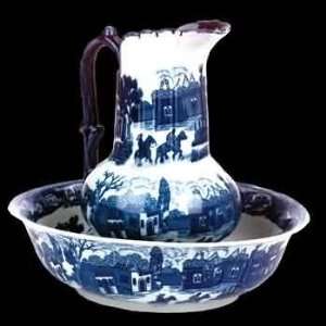 Chamber Pot Delft Blue Ceramic, Chamber Pot and Pitcher Delft Blue Set 
