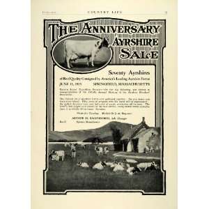  1925 Ad Arthur H. Sagendorph Ayrshire Sale Cattle Spencer 