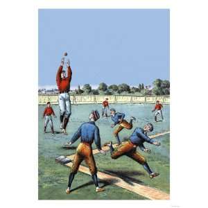  Leaping Catch on the Baseball Diamond Giclee Poster Print 