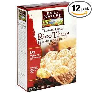 Back to Nature Rice Thins, Tomato Herb, 4 Ounce Boxes (Pack of 12)