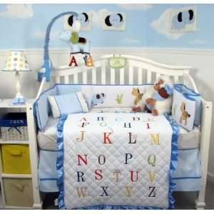   Baby Boy Crib Nursery Bedding Set with Blue Color Baby Carrier 8 pcs