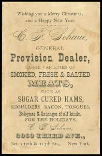 Christmas Trade Card   Provisions, Meat, Ham  