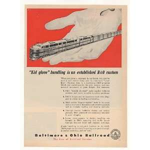   Baltimore & Ohio Railroad B&O Train Kid Glove Print Ad