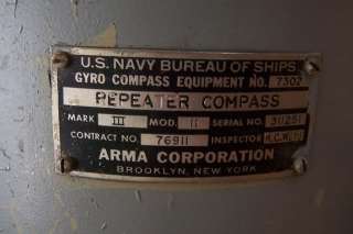 VINTAGE GYRO COMPASS REPEATER NAVY ARMA MK3 MODEL 11  