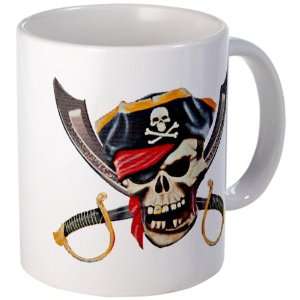  Cup) Pirate Skull with Bandana Eyepatch Gold Tooth 