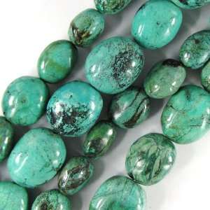    30mm natural green turquoise nugget beads 16 strand